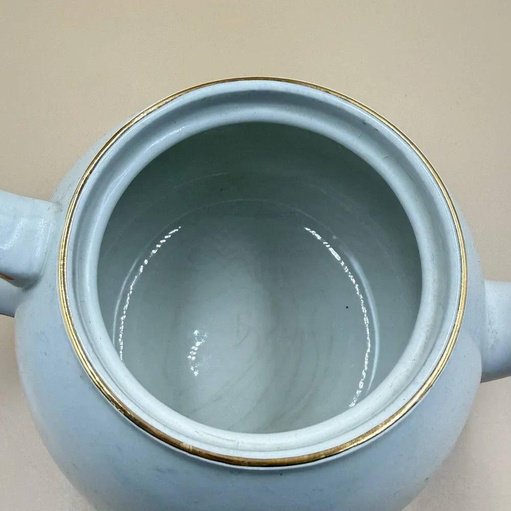 Ellgreave Wood & Sons Floral Teapot Genuine Ironstone Vintage England Cottage